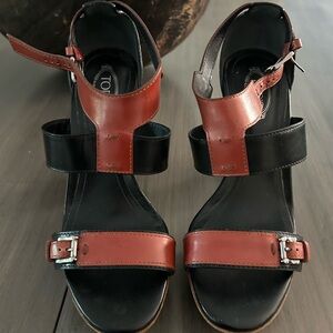 TOD'S black and red strappy platform sandals ⬇️sz 37